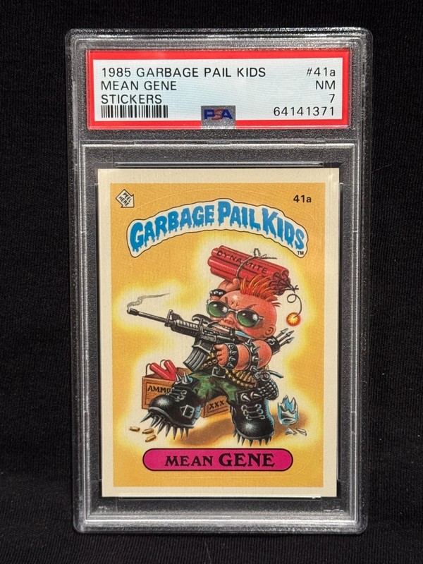 MEAN GENE 1985 TOPPS GARBAGE PAIL KIDS GPK STICKER #41A NEAR MINT NM PSA 7