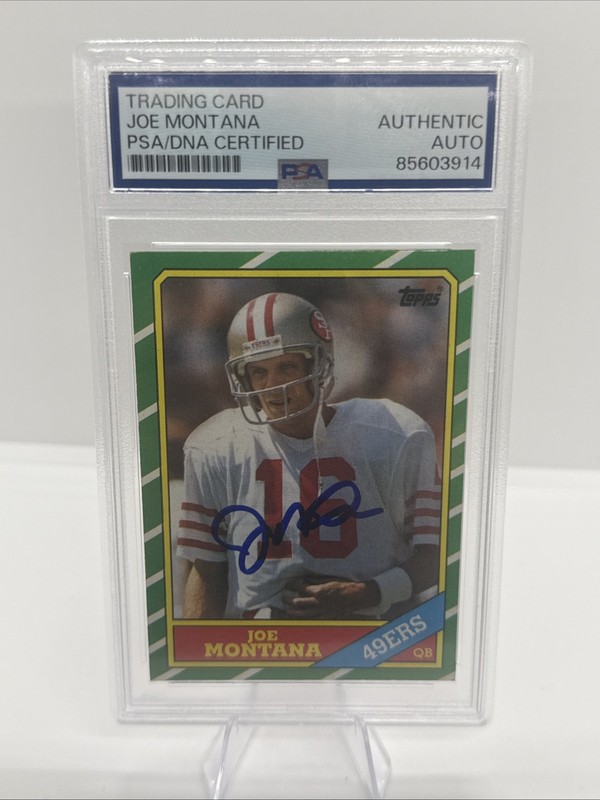 Joe Montana Autographed/Signed 1986 Topps #156 PSA Authentic Blue Ink