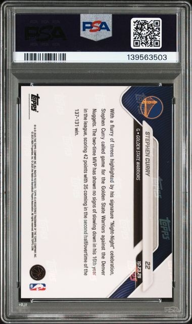 PSA10 2025 TOPPS NOW 22 STEPHEN CURRY view 2