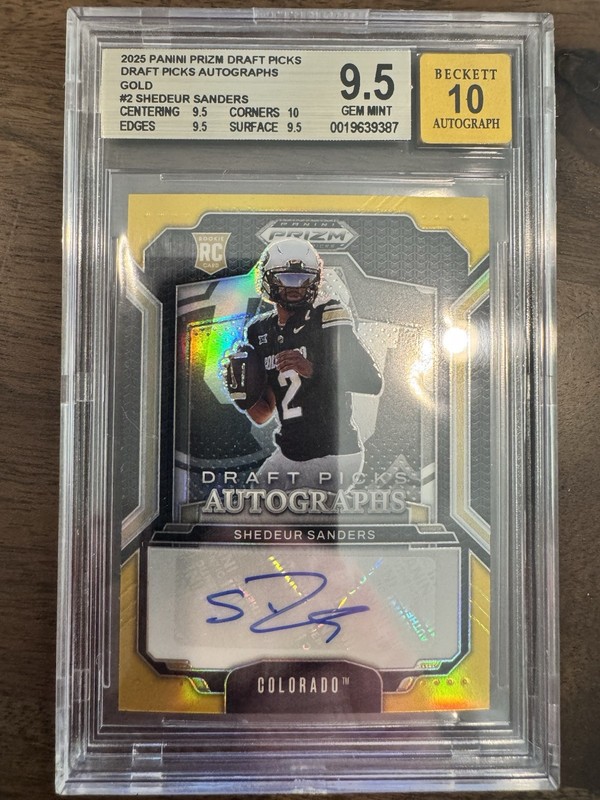 2025 Prizm Draft Picks Shedeur Sanders True Gold Auto 1/10 BGS 9.5 1st On Print