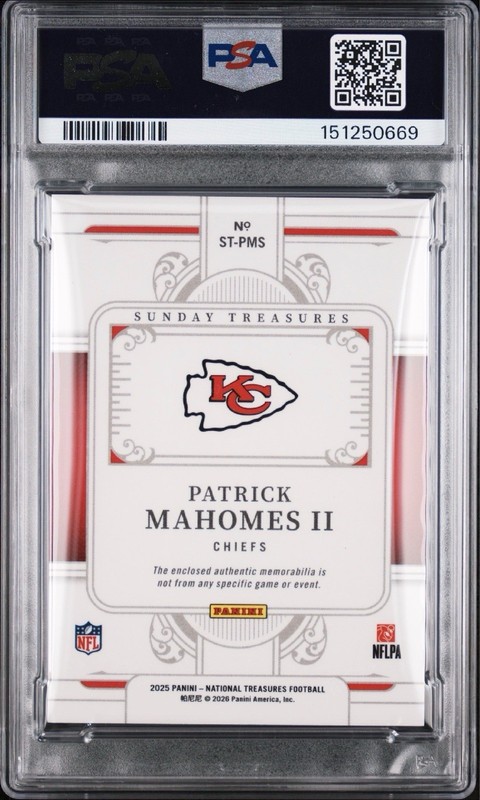 Patrick Mahomes II 3 Color Patches /25 -2025 Panini National Treasures KC Chiefs view 2