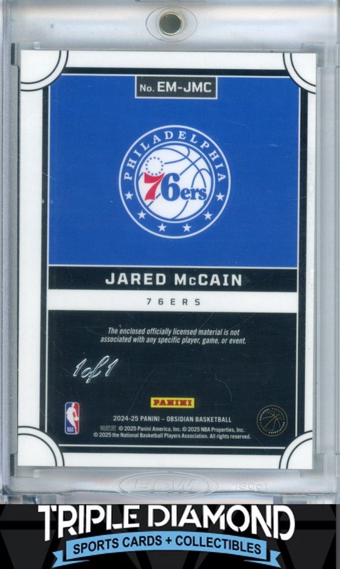 2024-25 Panini Obsidian Jared McCain Rookie Eclipse Logoman Patch #1/1 BNB299 view 2