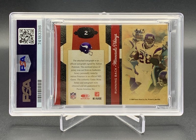 Adrian Peterson 2009 Classics Sundays Best Game Used Auto/5 view 2