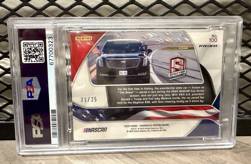 2020 Chronicles The Beast Donald  Trump NASCAR Spectra Red Mosiac #/25 PSA 9 view 2