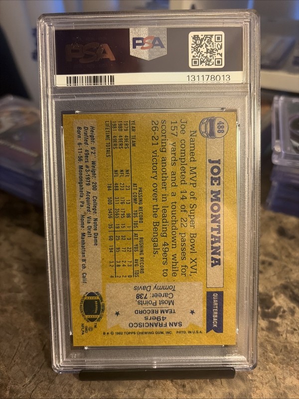 1982 Topps Joe Montana #488 ALL PRO - 49ers HOF (PSA 7) 2nd Year Card view 2