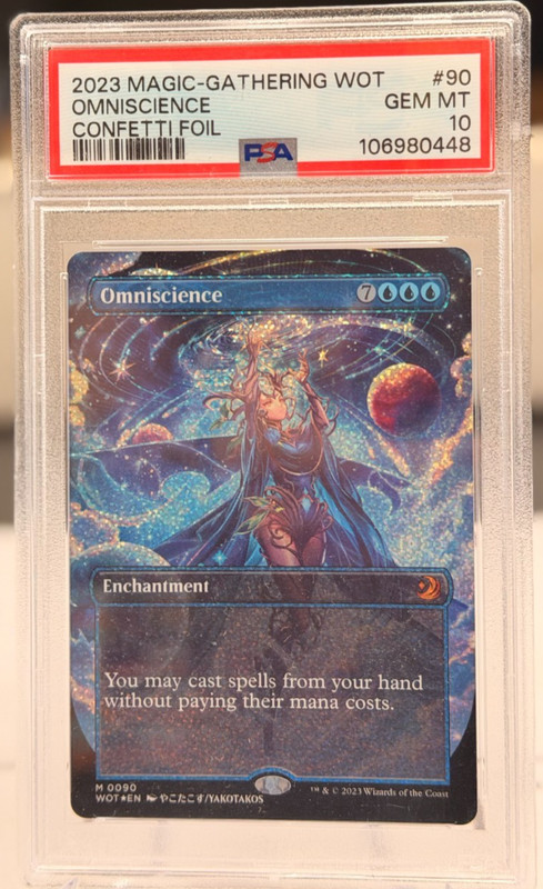 Magic: The Gathering Omniscience Confetti Foil Borderless PSA 10 Mythic #90