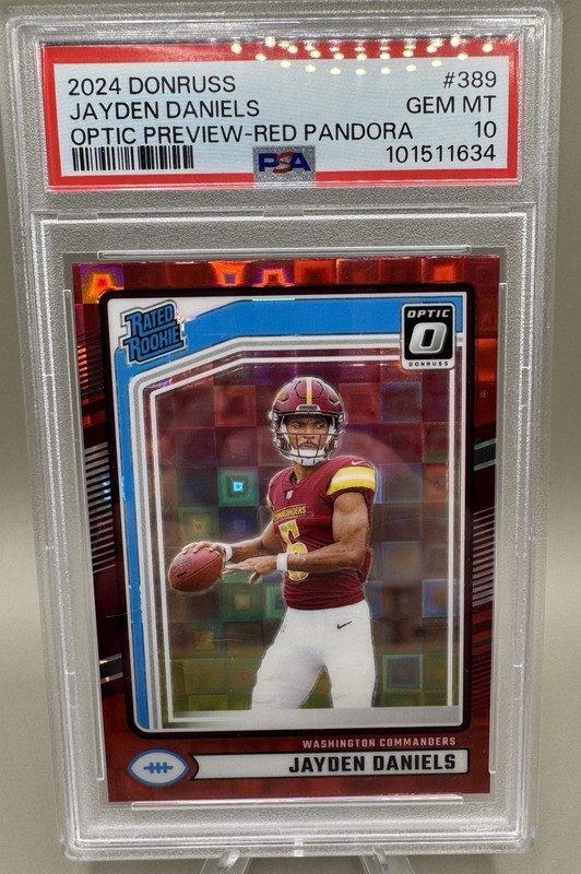 2024 Panini Donruss Jayden Daniels #389 Optic Preview Red Pandora PSA 10