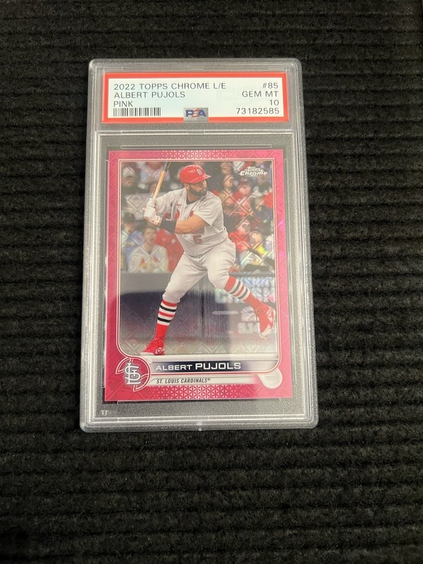 2022 Topps Chrome Logofractor Albert Pujols Pink Refractor /199 PSA 10 Gem Mint  view 2