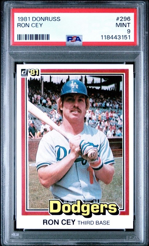 1981 DONRUSS RON CEY #296 PSA 9 Graded Baseball Card LOS ANGELES DODGERS MLB Vtg