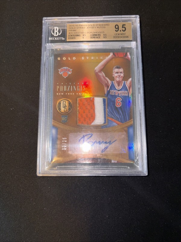 KRISTAPS PORZINGIS 2015-16 PANINI GOLD STANDARD GOLD STRIKE Rookie Auto Patch/25