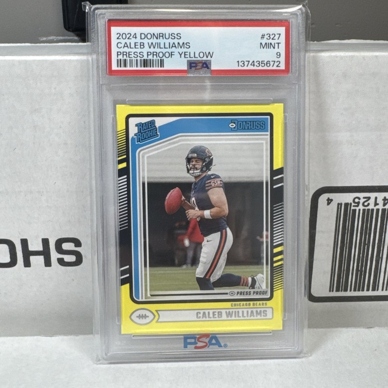 2024 Panini Donruss - Rated Rookie Caleb Williams (RC) Yellow Press Proof PSA 9