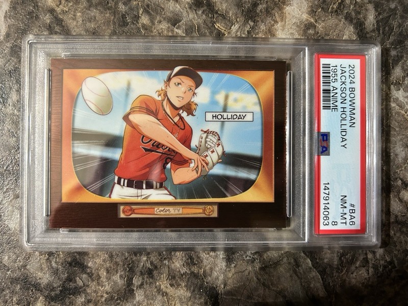 2024 Bowman Jackson Holliday 1955 Anime PSA 8 MLB Baltimore Orioles view 1