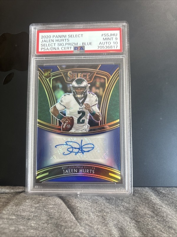 2020 Panini Select - Jalen Hurts #SS-22 Blue Prizm /50 Auto Psa 9 Auto 10