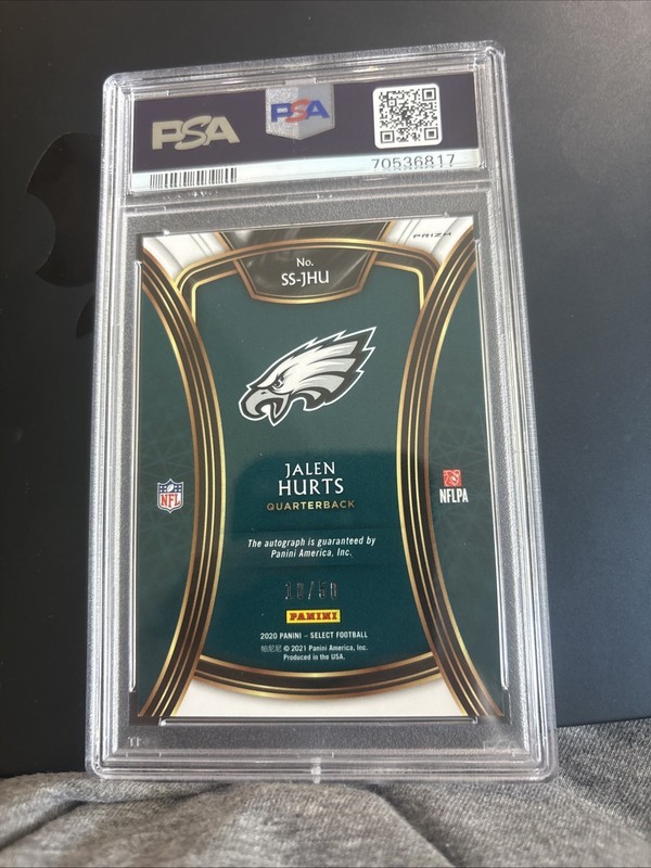2020 Panini Select - Jalen Hurts #SS-22 Blue Prizm /50 Auto Psa 9 Auto 10 view 2