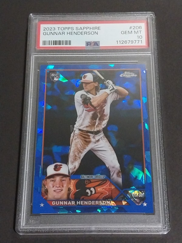 GUNNAR HENDERSON RC 2023 Topps Chrome Sapphire MLB Rookie Card PSA 10 Gem Mint
