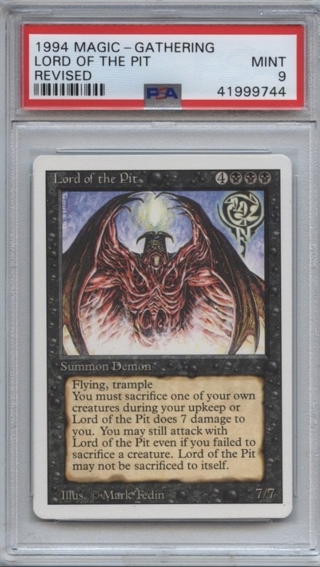 1994 Magic: The Gathering Revised Lord Of The Pit Rare PSA 9 Mint MTG 