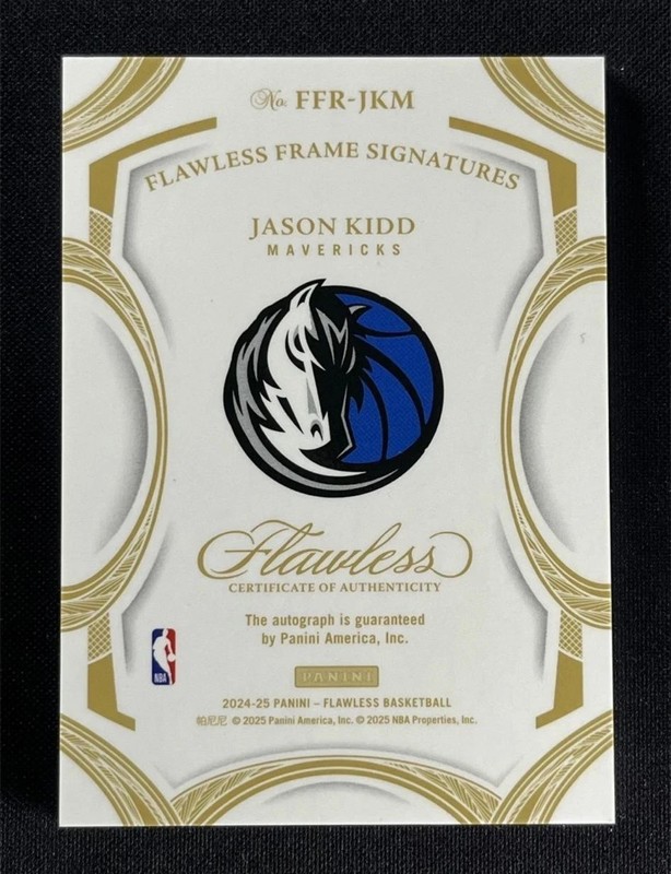 Jason Kidd 2024-25 Panini Flawless Frame Signatures AUTO /8 SSP ON CARD HOF DAL view 2