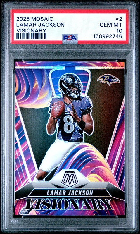 2025 Panini Mosaic Visionary Lamar Jackson #2 PSA 10