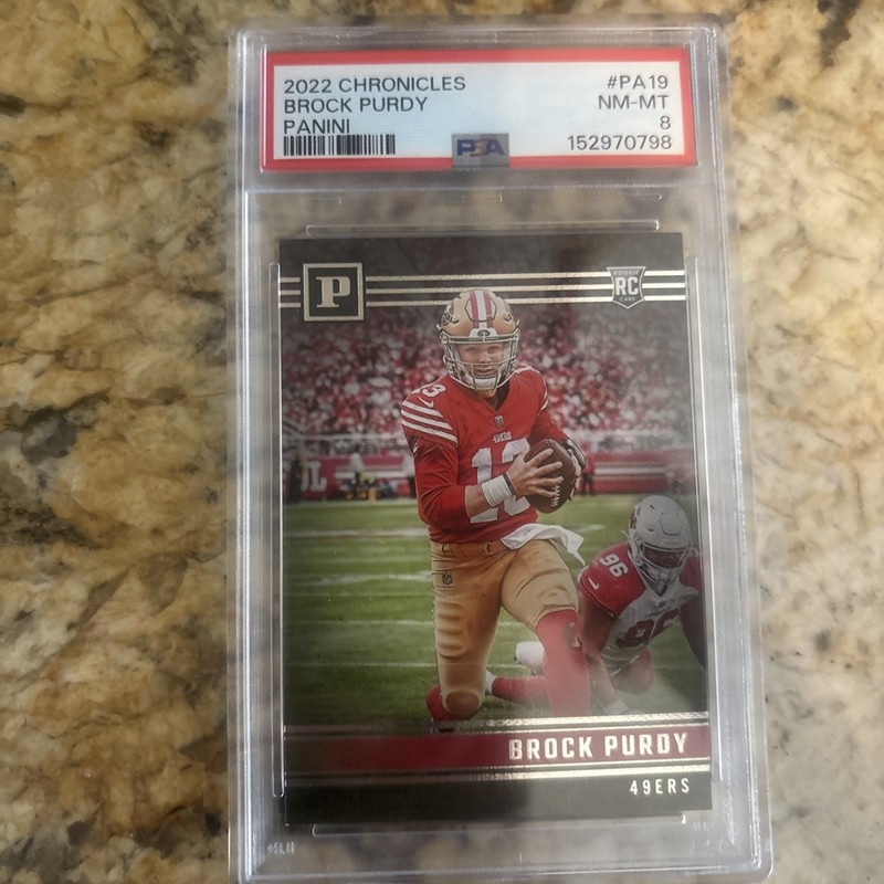 BROCK PURDY 2022 CHRONICLES PANINI ROOKIE RC #PA19 PSA 8 NM-MINT 49ERS NFL HOT!