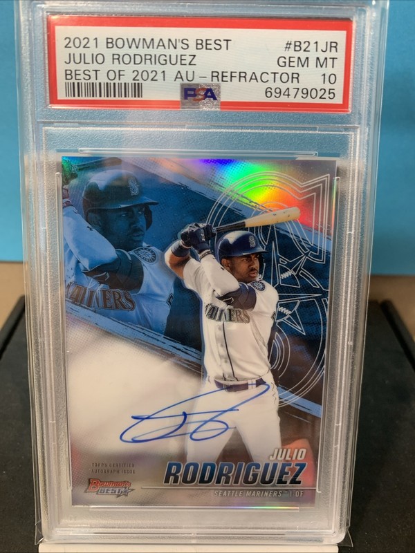 2021 BOWMAN’S BEST JULIO RODRIGUEZ #B21JR BEST OF 2021-RC,AUTO-REFRACTOR  PSA 10