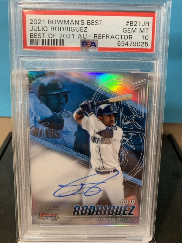 2021 BOWMAN’S BEST JULIO RODRIGUEZ #B21JR BEST OF 2021-RC,AUTO-REFRACTOR  PSA 10 view 2