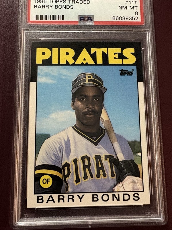 1986 Topps Traded Barry Bonds Rookie #11T RC Pirates HR King* PSA 8 NM-MT