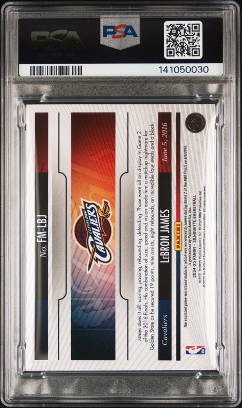 PSA 8 - 2024-25 Silhouette LeBron James 2016 NBA Finals Patch Game Worn Jersey view 2