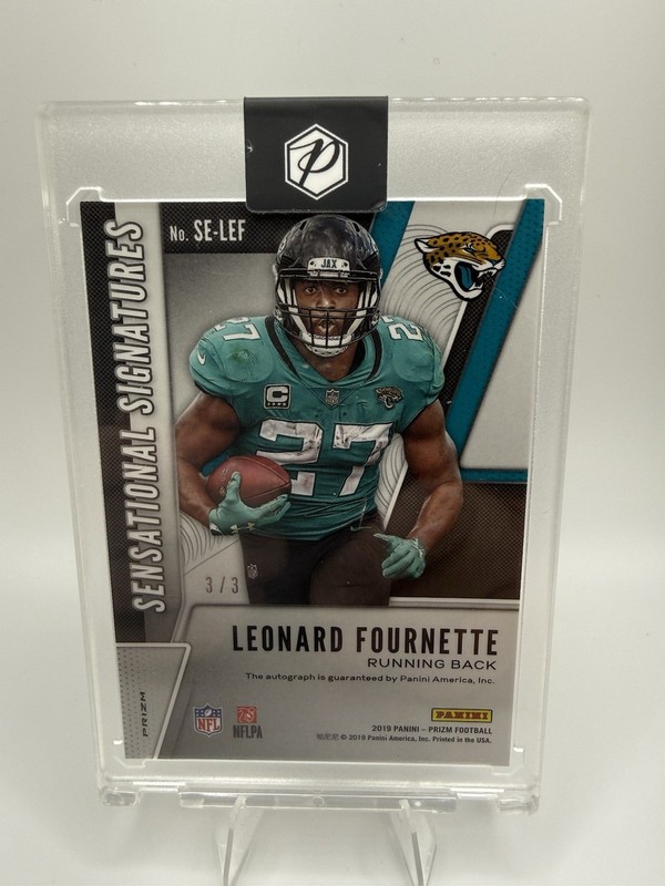 2019 Panini Prizm Leonard Fournette Sensational Signatures Gold Prizm Auto 3/3 view 2