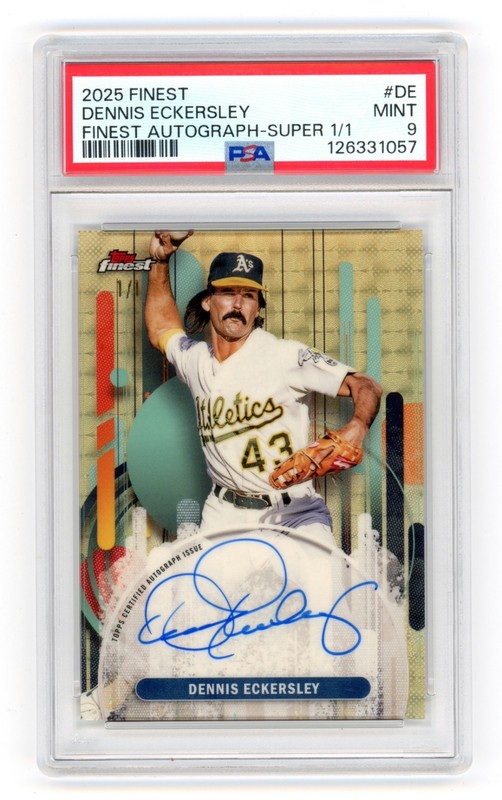 Dennis Eckersley 2025 Topps Finest SUPERFRACTOR ON-CARD AUTO 1/1 PSA 9 HOF view 2