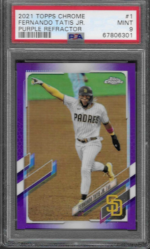 PSA 9 2021 Topps Chrome PURPLE Refractor FERNANDO TATIS JR /299 Graded MINT