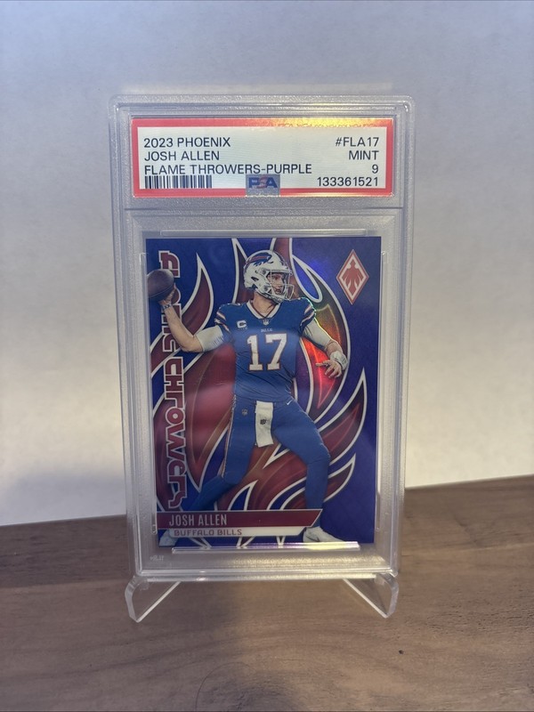 2023 Panini Phoenix Flame Throwers Purple 45/125 Josh Allen PSA 9 Buffalo Bills