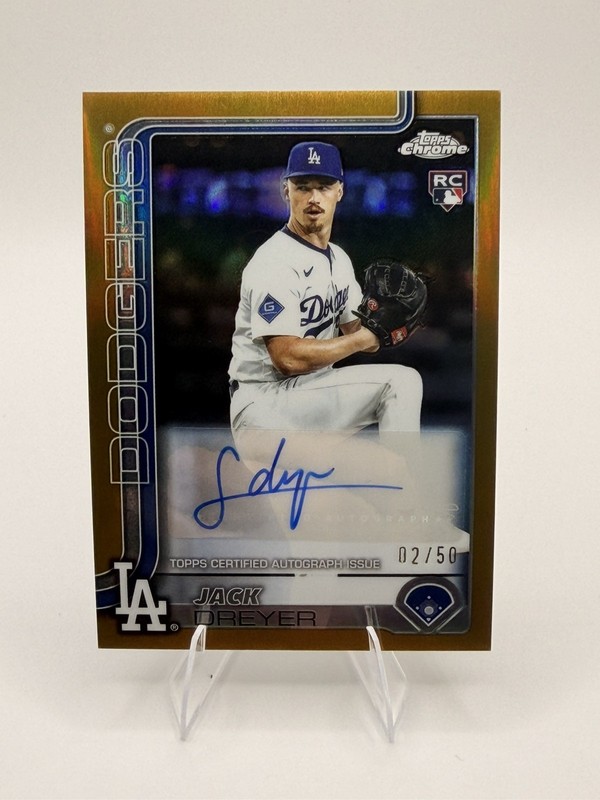 2025 Topps Update Series Jack Dreyer Topps Chrome Gold Auto /50 #AC-JD Dodgers