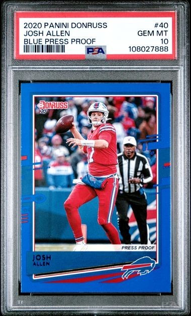 PSA 10 2020 Donruss BLUE Press Proof JOSH ALLEN Graded GEM MINT #40 Color Match