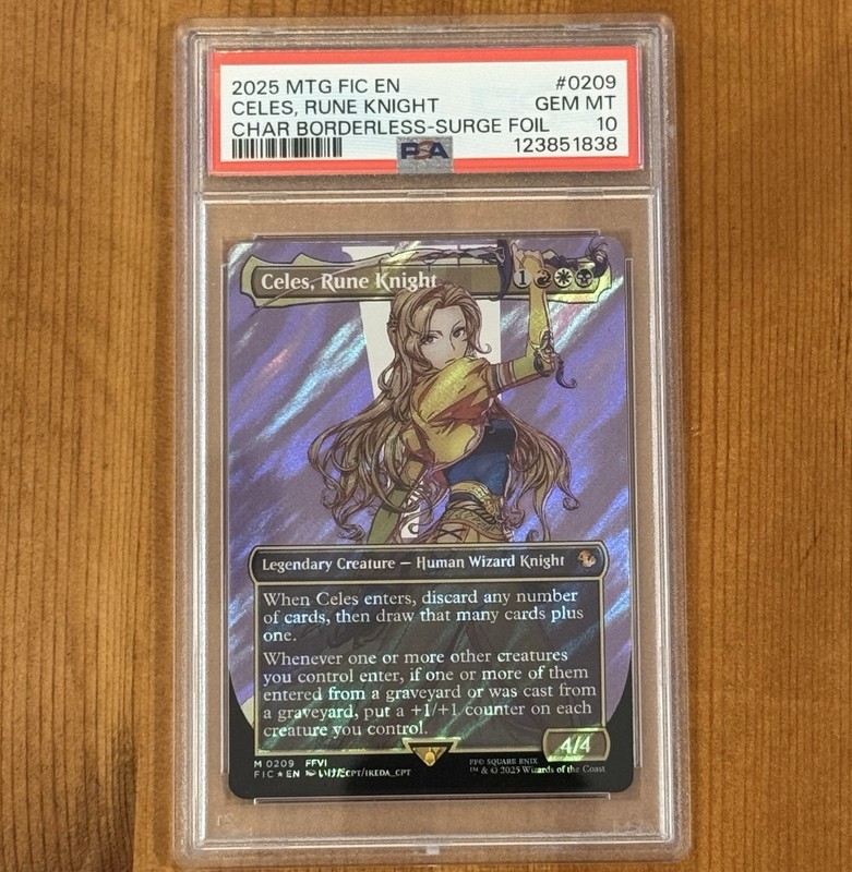 PSA 10 | Celes, Rune Knight, M 0209, Surge Foil, MTG Final Fantasy Commander FIC
