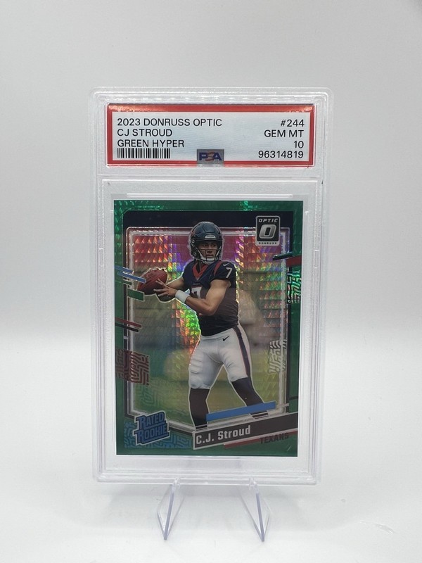 📈📈2023 Donruss Optic C.J. Stroud Green Hyper Optic RC Rated Rookie #244 PSA 10