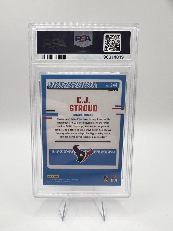 📈📈2023 Donruss Optic C.J. Stroud Green Hyper Optic RC Rated Rookie #244 PSA 10 view 2