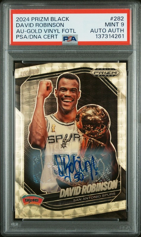 DAVID ROBINSON 2024 PANINI PRIZM BLACK GOLD VINYL AUTO /5 PSA 9
