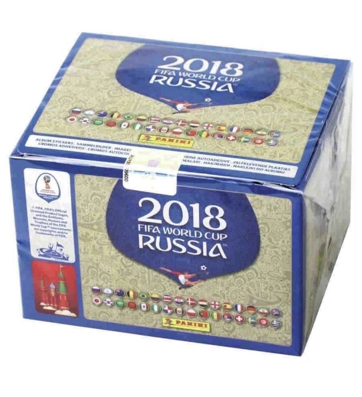 PANINI 2018 World Cup Russia Sticker Box 100 Packs Mbappe Rookie, Messi Ronaldo