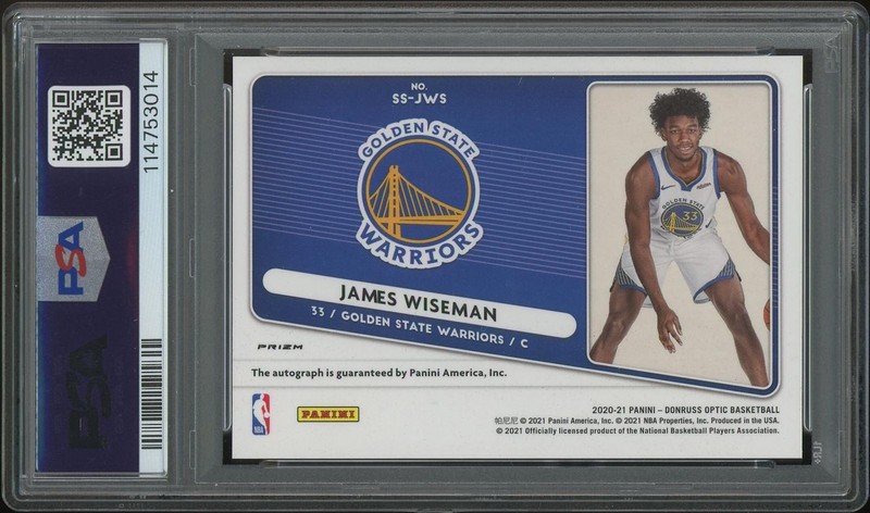 2020/21 Donruss Optic #SSJWS James Wiseman Purple Rookie Auto PSA 10 (GEM MT) view 2