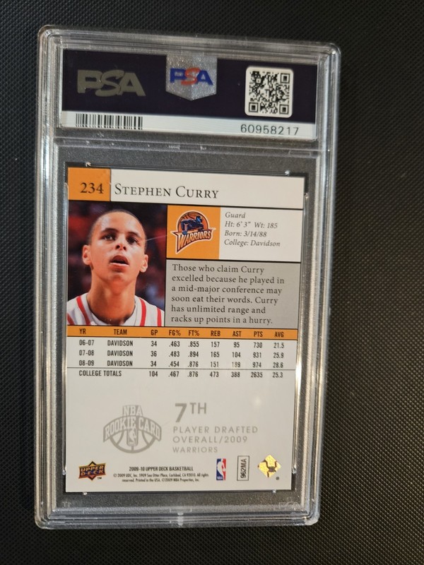 2009-10 Upper Deck - Star Rookies Stephen Curry #234 (RC) PSA 9 view 2