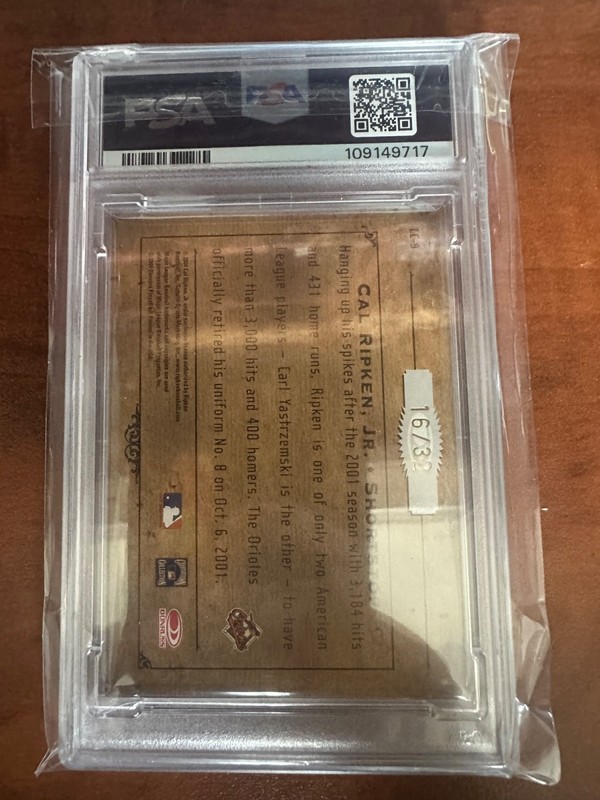 2004 Donruss L & L #LC-9 Cal Ripken J NM-MT Lumber Cuts-Auto PSA 8 view 2