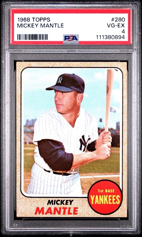 MICKEY MANTLE 1968 TOPPS PSA 4 ! *FRESHLY GRADED ! *DEAD CENTERED BLAZER ! *LOOK