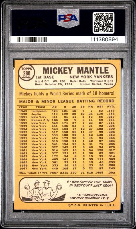 MICKEY MANTLE 1968 TOPPS PSA 4 ! *FRESHLY GRADED ! *DEAD CENTERED BLAZER ! *LOOK view 2