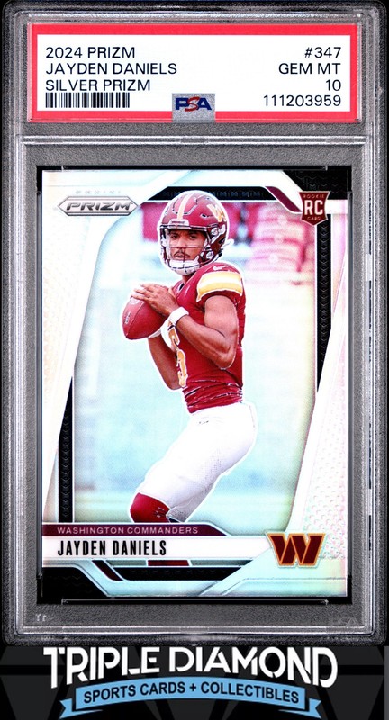2024 Panini Prizm #347 Jayden Daniels Rookie RC Silver Prizm PSA 10 Gem MT FD219