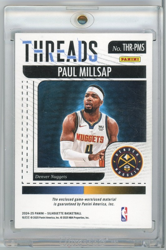 PAUL MILLSAP 2024 PANINI SILHOUETTES THREADS LOGOMAN GAME USED /5 view 2