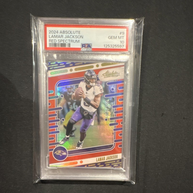 2024 Panini Absolute Lamar Jackson Spectrum Red Serial #9/125 PSA 10 Football