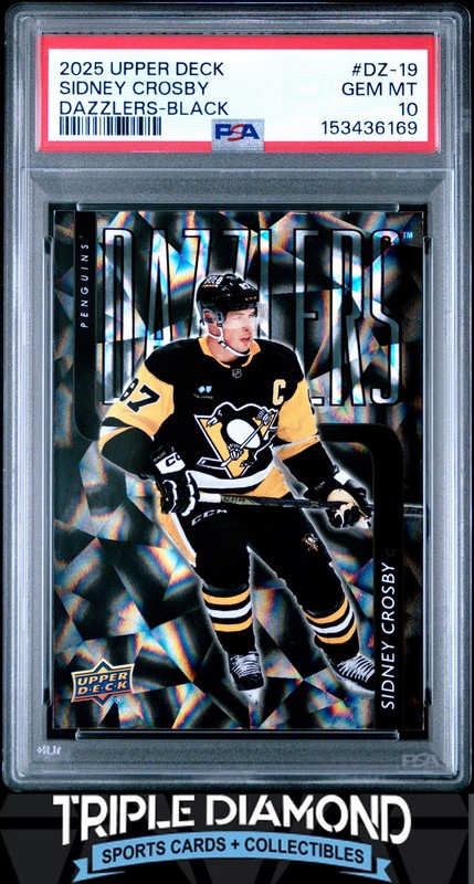 2025 Upper Deck Sidney Crosby Dazzlers Black Penguins PSA 10 Gem MT BNB389