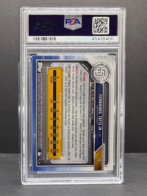Fernando Tatis Jr. RC Rookie Padres PSA 10 GEM MINT 2019 Chrome Bowman view 2
