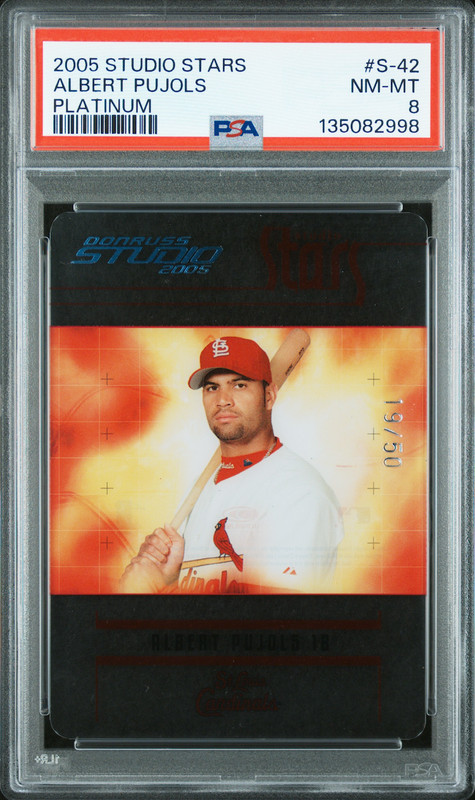 2005 Studio Stars Albert Pujols PLATINUM /50 PSA 8 NM-MINT!! 🔥 Pop 1, Highest!