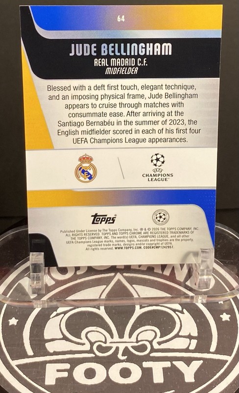 Jude Bellingham X-Fractor 2025-26 Topps Chrome UCC #64 Real Madrid view 2